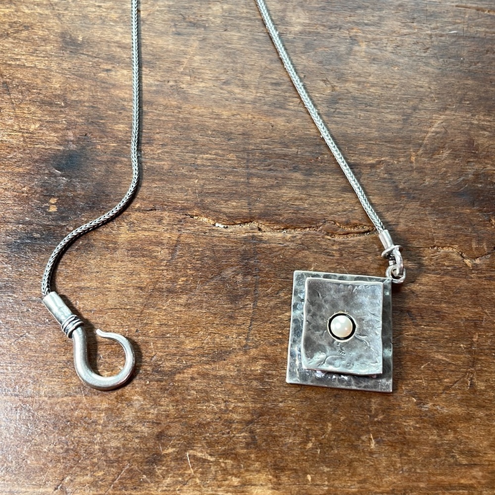 SILPADA x DIDAE Vintage Sterling & Pearl Brutalist / Modernist Hook Clasp - Picture 12 of 16